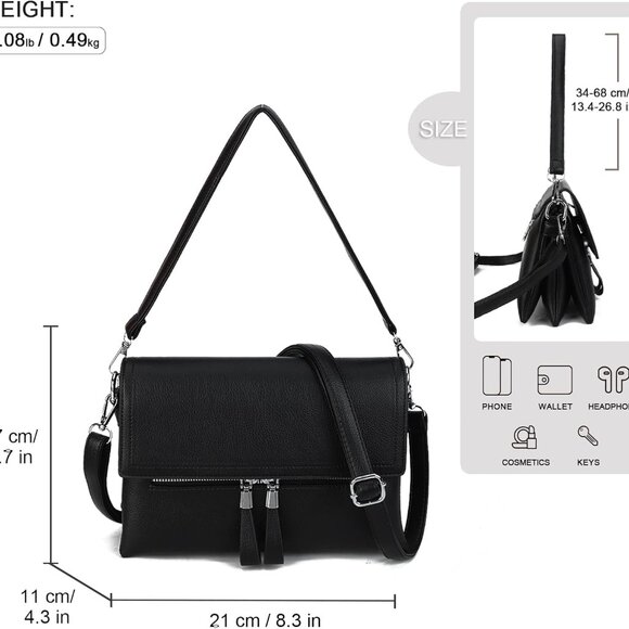 Women’s Small Crossbody Purse Faux Leather Compact Zipper Bag - Picture 2 of 6